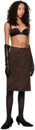 Maximilian Davis Brown Telford A-Line Midi Skirt