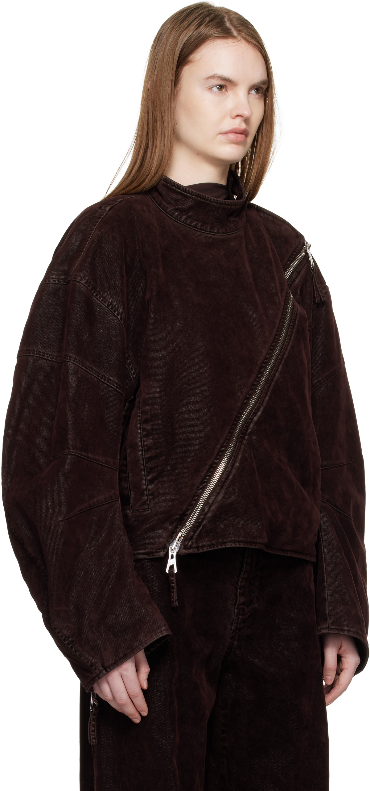Jean Paul Gaultier Brown Minimal Moto Jacket