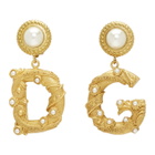 Dolce and Gabbana Gold DG Pearl Earrings