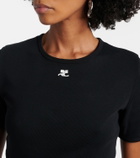 Courrèges Logo cutout tie-back cotton crop top