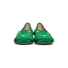 Charlotte Olympia SSENSE Exclusive Green Satin Kitty Loafers