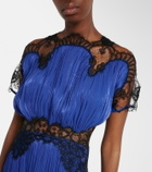 Costarellos Lace-trimmed Lurex georgette gown