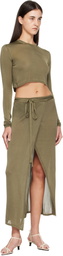 The Frankie Shop Khaki Kazel Cropped Thin Knit T-shirt