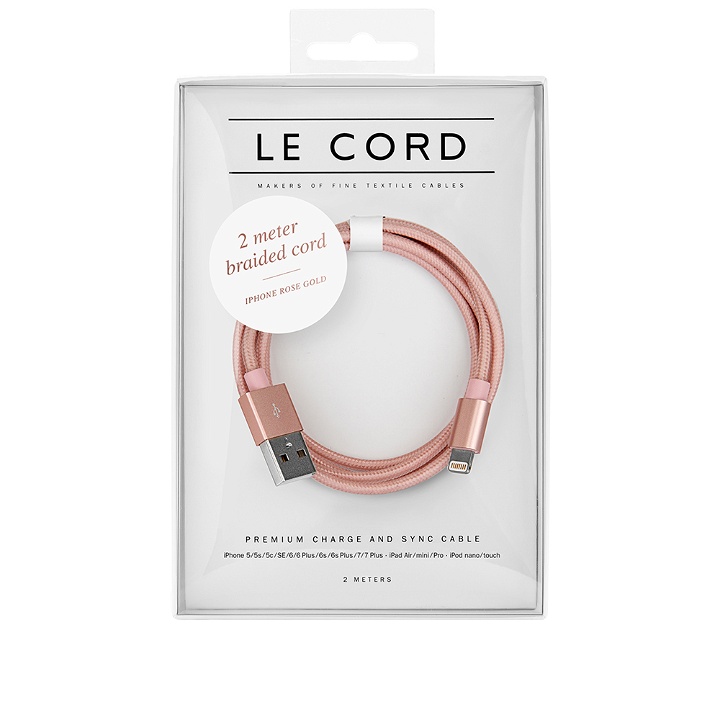 Photo: Le Cord Rose Gold Braided 2m Lightning Cable