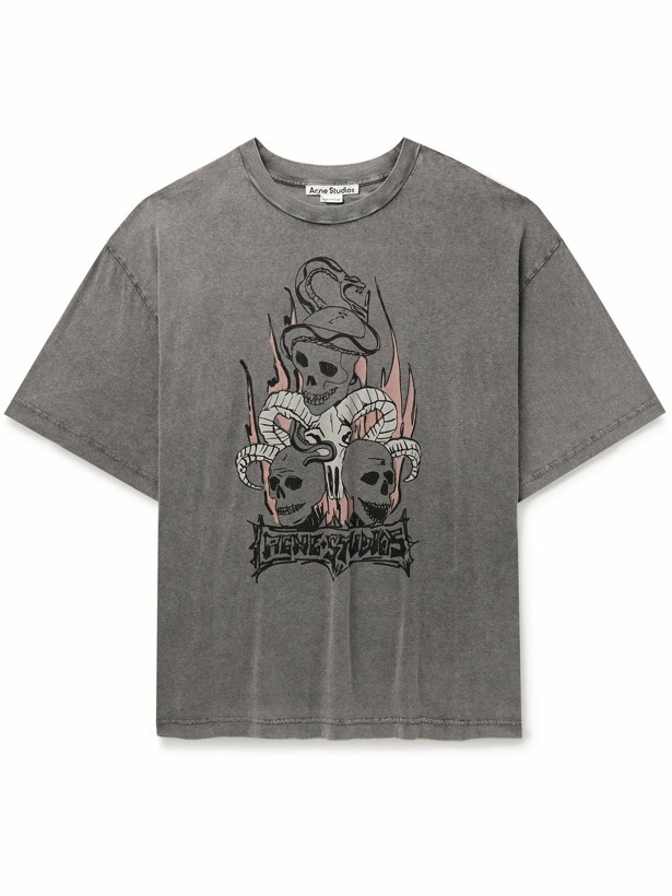 Photo: Acne Studios - Edra Logo-Print Cotton-Jersey T-Shirt - Gray