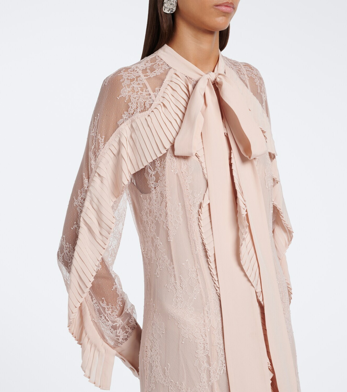 Blumarine Ruffled tie-neck lace gown