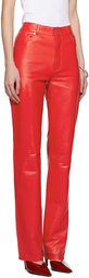 LU'U DAN Red Straight Leg Leather Pants