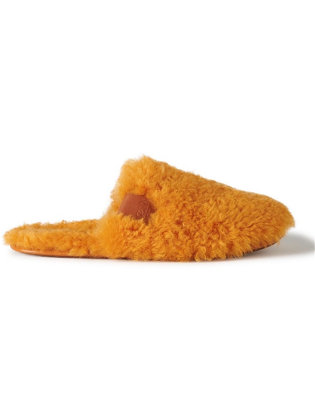 Photo: Loewe - Leather-Trimmed Shearling Slippers - Yellow