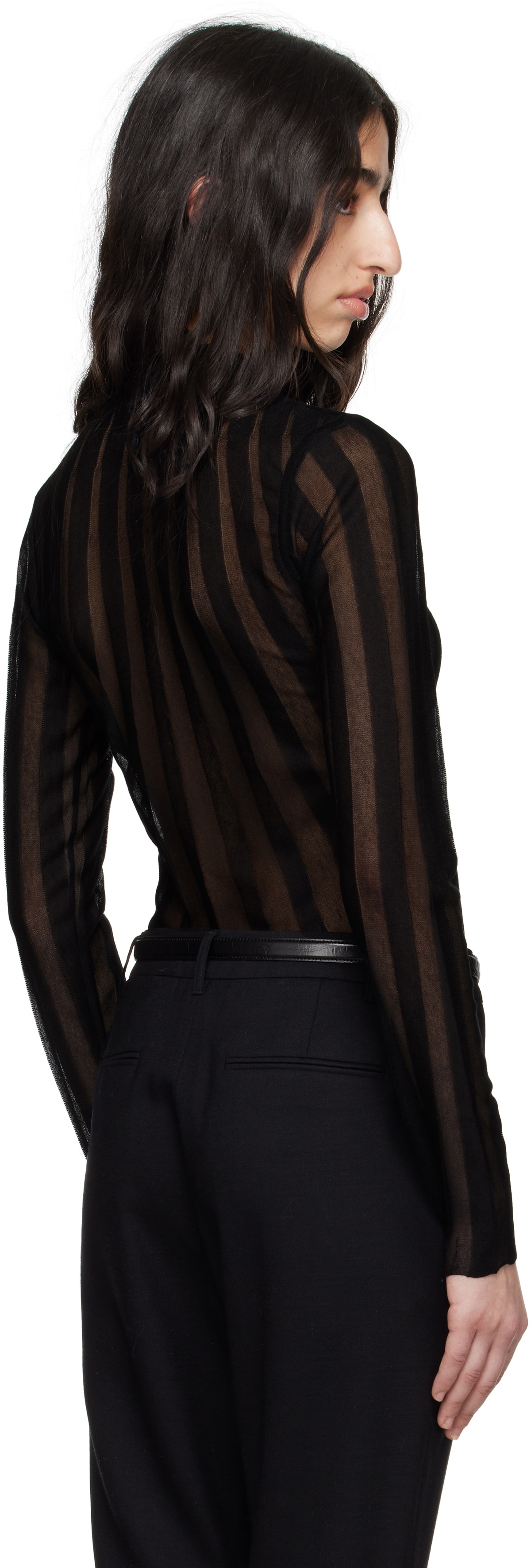 REMAIN Birger Christensen Black Fine Knit Long Sleeve Top
