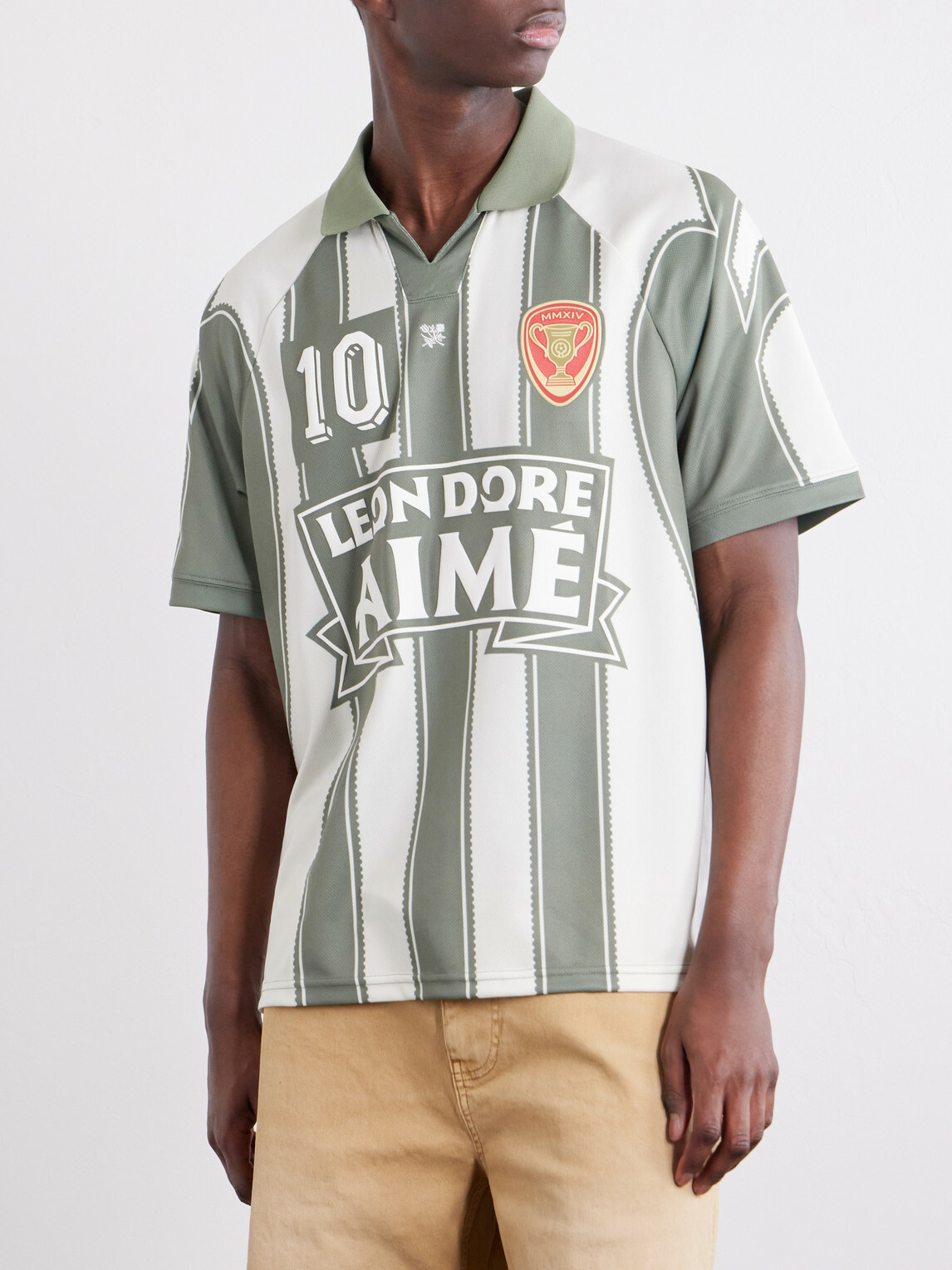 Aimé Leon Dore - Logo-Appliquéd Striped Jersey T-Shirt - Green