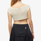The Open Product Women's Off-Shoulder Crochet Knitted Vest Top in Beige
