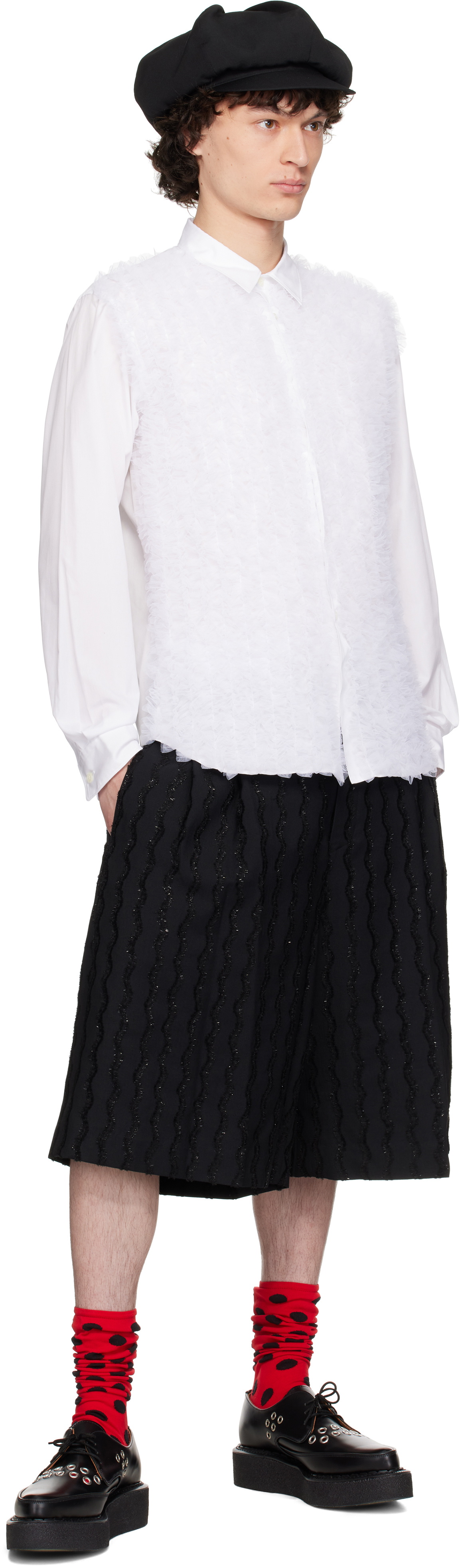 Comme des Garçons Homme Plus Black Viera Mall Embroidery Shorts