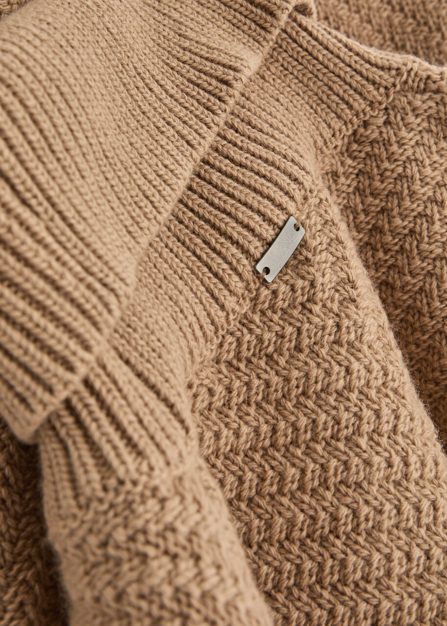 Herno Herringbone Wool Jumper Cream