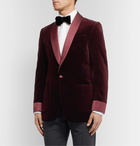 Favourbrook - Burgundy Slim-Fit Satin-Trimmed Cotton-Velvet Tuxedo Jacket - Burgundy