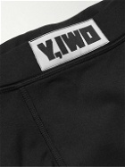 Y,IWO - Logo-Print Appliquéd Stretch-Nylon Shorts - Black