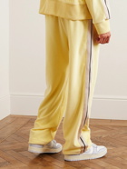 Palm Angels - Wide-Leg Logo-Embroidered Striped Cotton-Blend Chenille Track Pants - Yellow