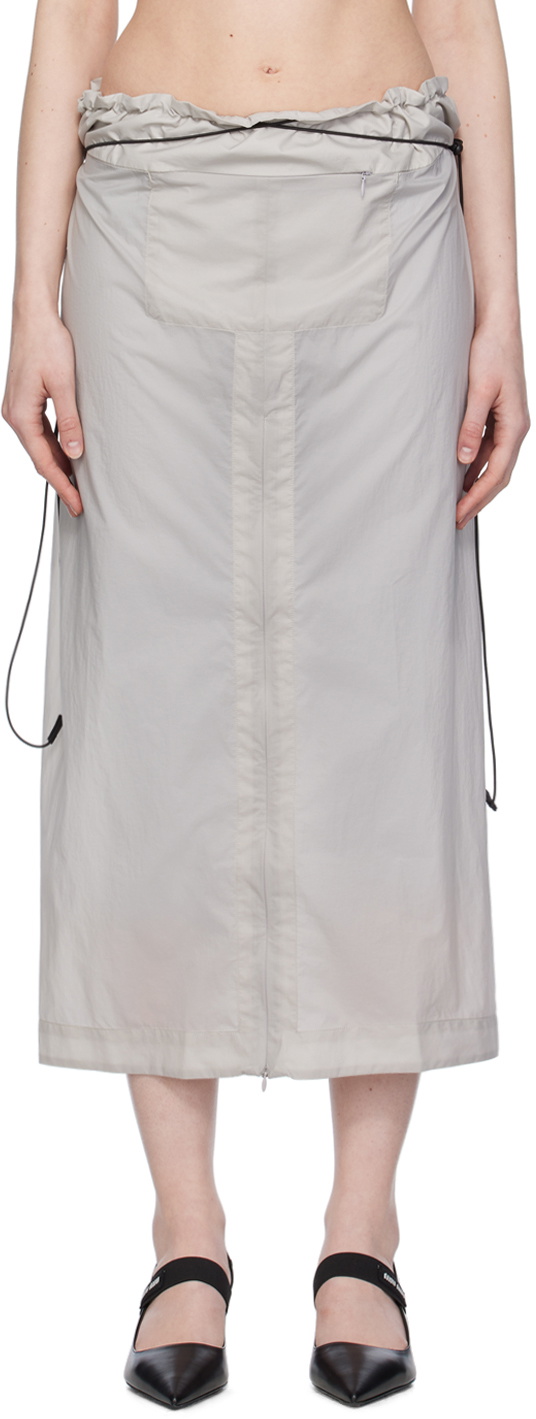 JOHANNA PARV Gray Vent Midi Skirt