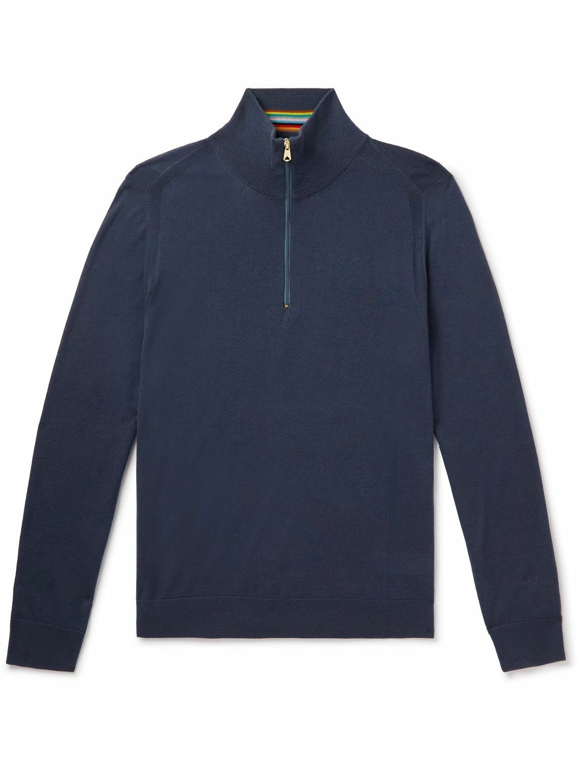 Navy slim fit half zip jumper