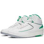 Nike Men's Air Jordan 2 Retro Sneakers in White/Lucky Green