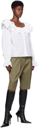 MSGM Khaki Pinstripe Shorts