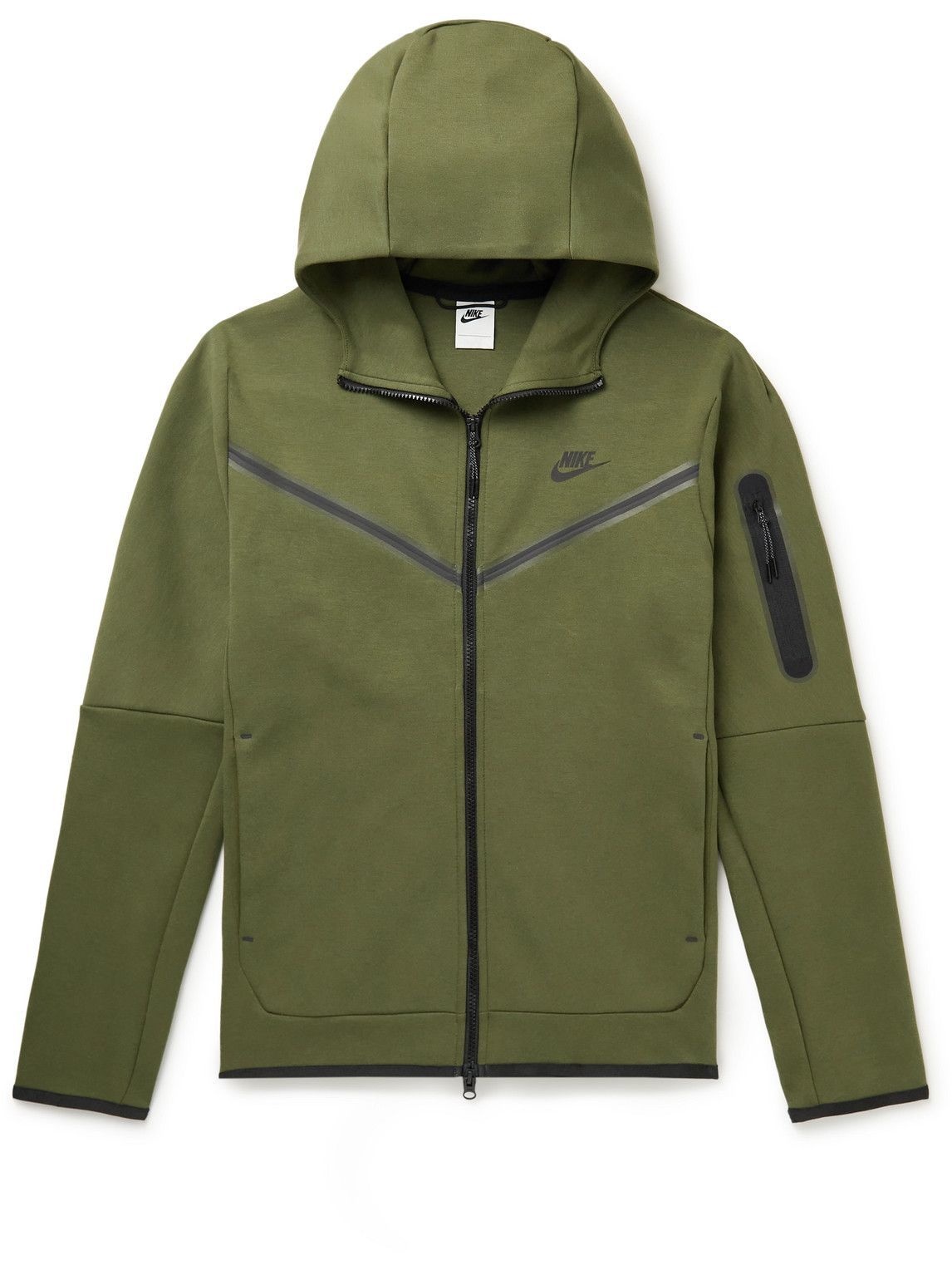 Photo: Nike - Sportswear Logo-Print Cotton-Blend Tech-Fleece Zip-Up Hoodie - Green