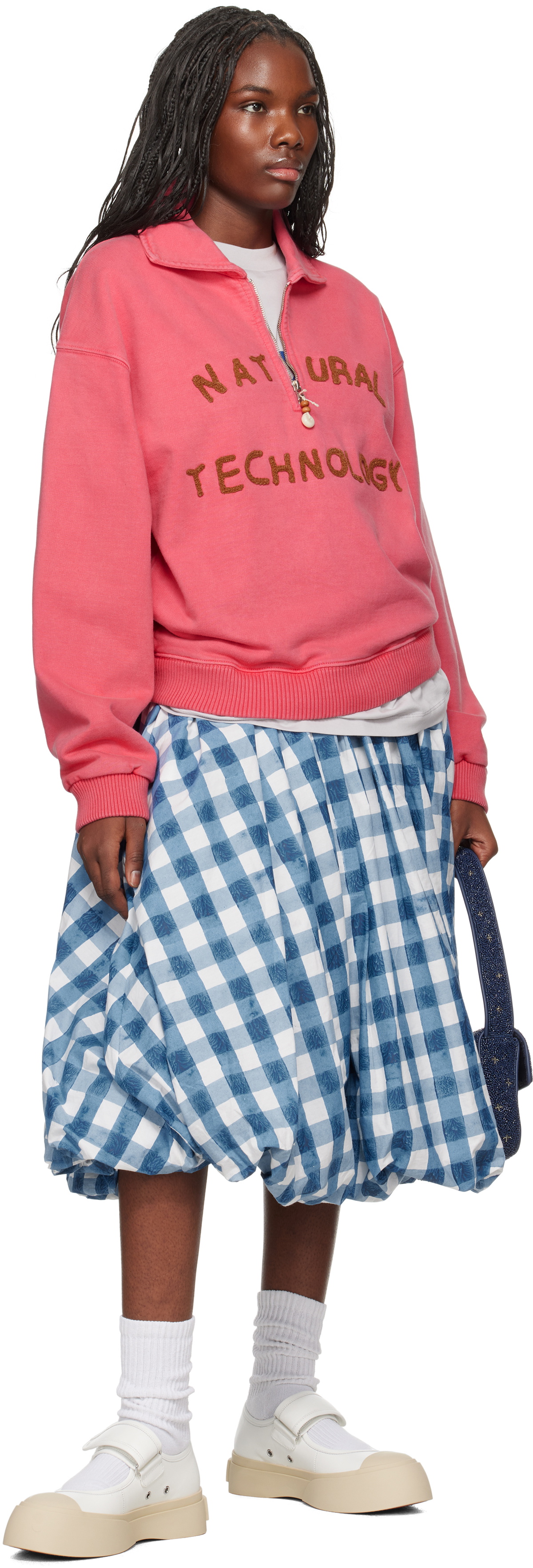 Story mfg. Blue & White Marsh Midi Skirt