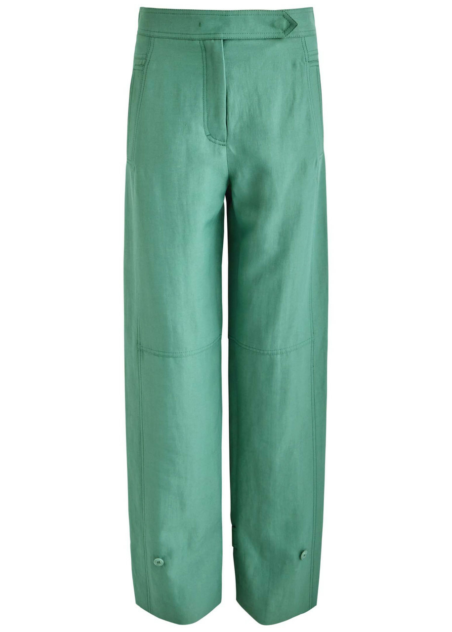 Dorothee Schumacher Summer Cruise Tapered Woven Trousers Green