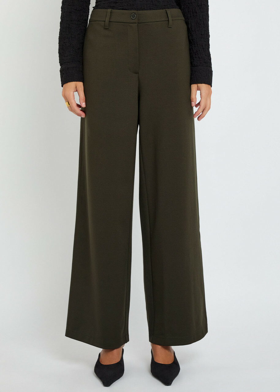 Eileen Fisher Wide-leg Jersey Trousers Dark Grey