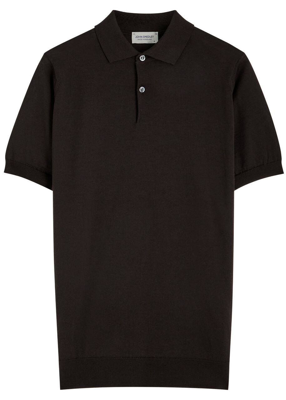 【正規品直輸入】 John Smedley Donnelly Knitted Cotton Polo Shirt Black John トップス