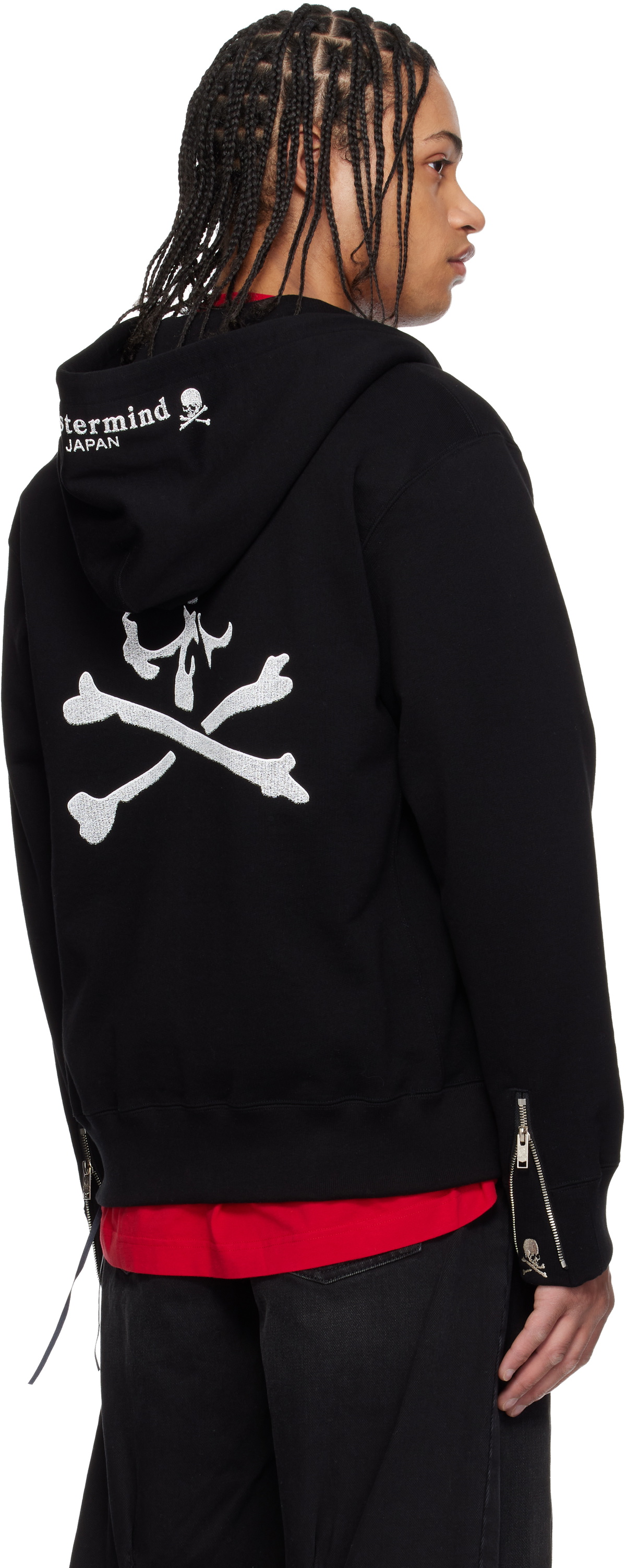 mastermind JAPAN Black OG Embroidery-Ish Zip-Up Hoodie