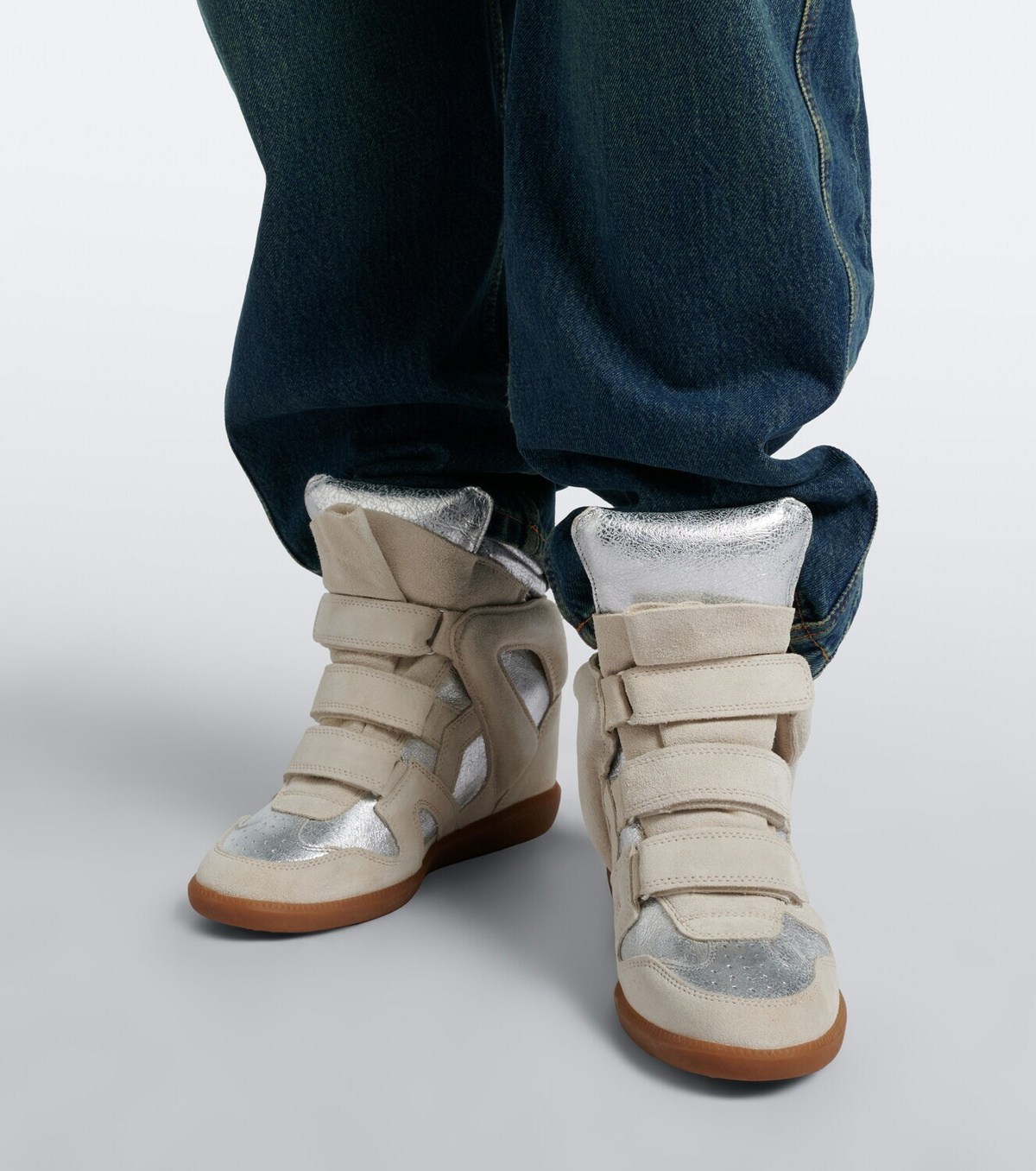 Isabel Marant Bekett suede and metallic leather sneakers