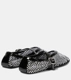 Alaïa Embellished fishnet ballet flats