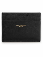 SAINT LAURENT - Logo-Print Cross-Grain Leather Cardholder