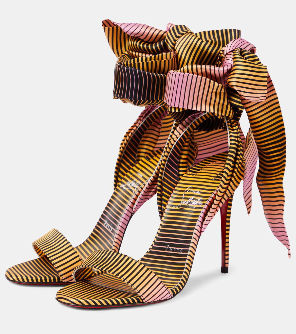 新作*CHRISTIAN LOUBOUTIN*Sandal Du Desert 100 サテンサンダル Sandale Du Desert 100 crêpe satin sandals in multicoloured