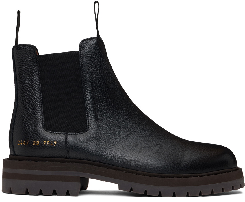 Common Projects Black Workboot Chelsea Boots