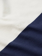 A.P.C. - Riley Logo-Embroidered Striped Organic Cotton-Blend Jersey Polo Shirt - Blue