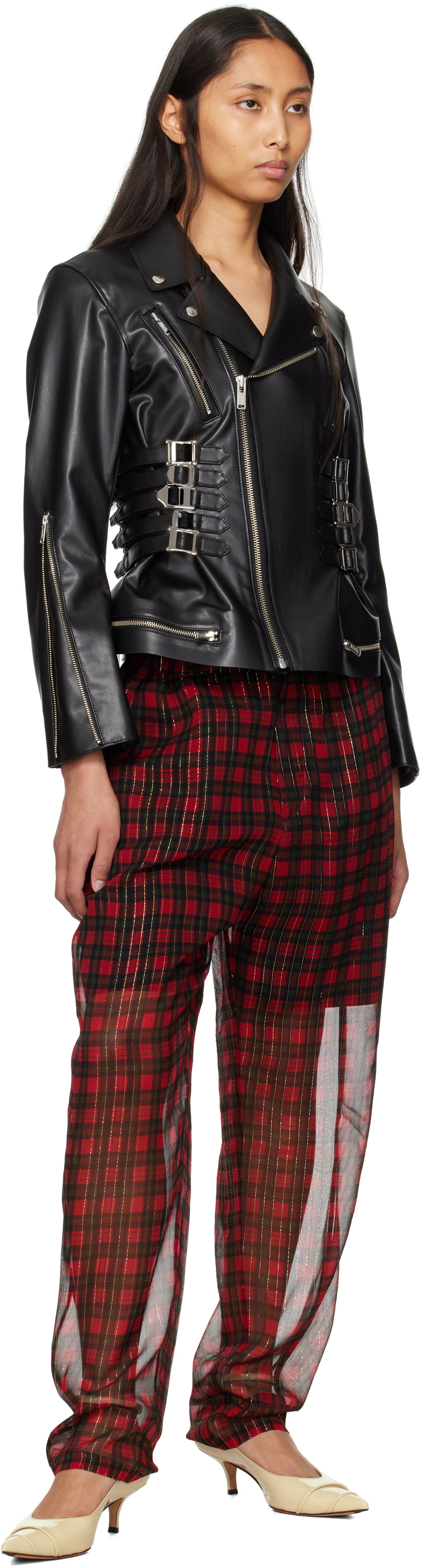 UNDERCOVER Black UC1E1207 Faux-Leather Biker Jacket