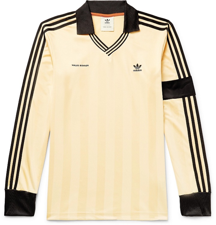 Photo: adidas Consortium - Wales Bonner Logo-Embroidered Striped Jersey T-Shirt - Yellow