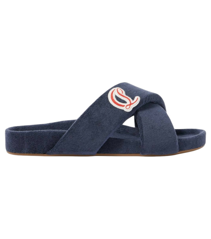 Photo: Christian Louboutin Bizzu embroidered logo slides