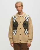 Patta Argyle Knitted Cardigan Brown - Mens - Zippers & Cardigans