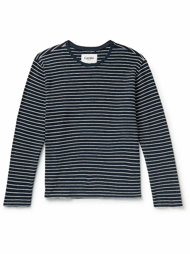 Photo: Corridor - Striped Organic Cotton-Terry T-Shirt - Blue