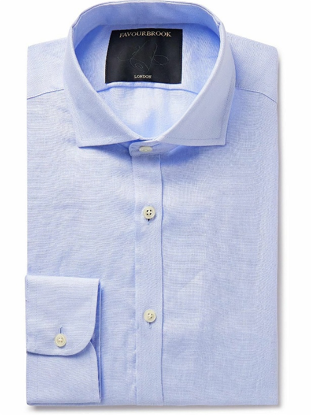 Photo: Favourbrook - Bridford Cutaway-Collar Linen Shirt - Blue