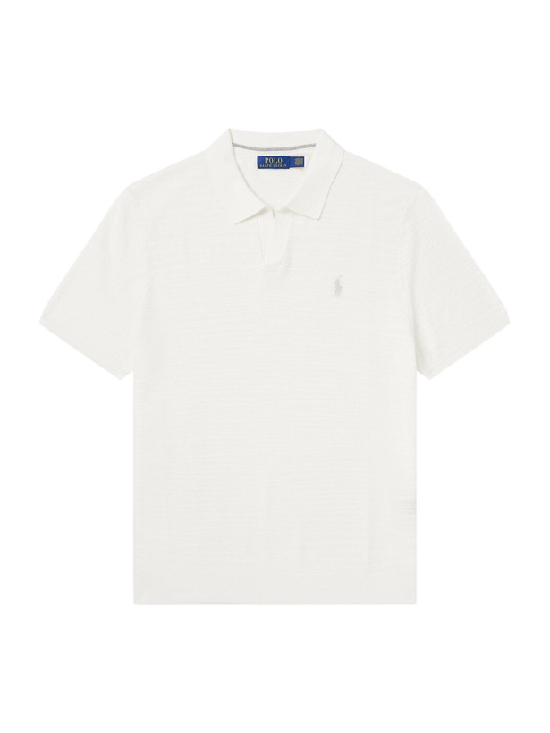 Photo: Polo Ralph Lauren - Logo-Embroidered Cotton and Linen-Blend Polo Shirt - White