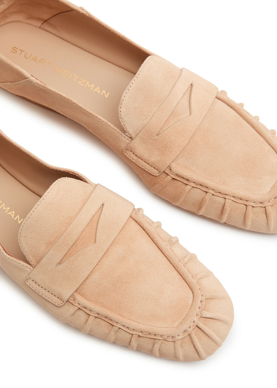 Stuart Weitzman Brooks Suede Loafers Beige