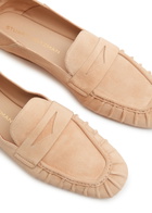 Stuart Weitzman Brooks Suede Loafers Beige