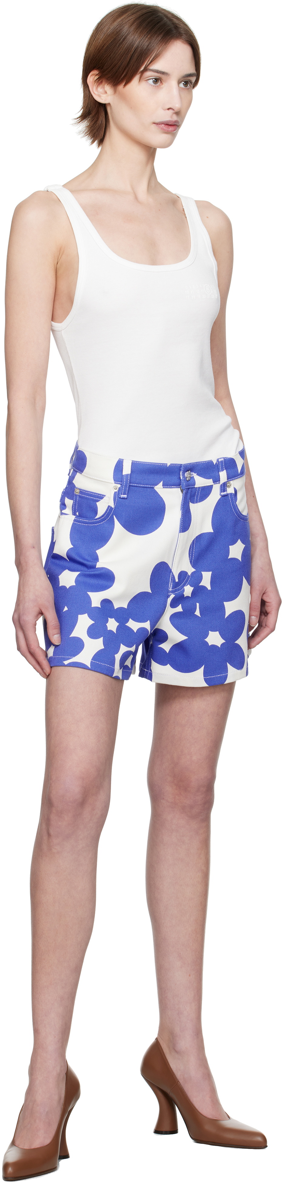 Marni Blue & White Dillies Print Shorts