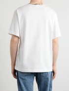Burberry - Logo-Embroidered Checked Cotton-Jersey T-Shirt - White