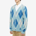 Needles Men's Mohair Argyle Cardigan in Light Blue