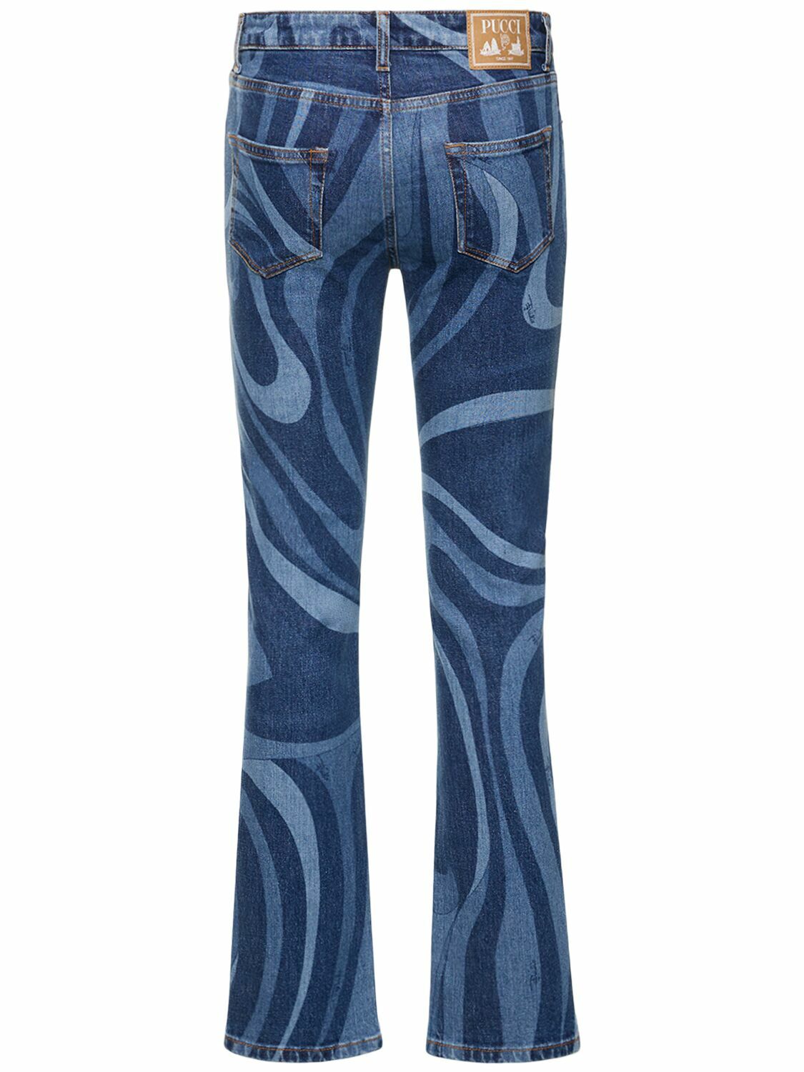 デニム・ジーパン Emilio Pucci 3RDT01 3R998 ABSTRACT-PRINT STRAIGHT-LEG Jeans Marmo-Print Embellished Jeans – PUCCI Online Store