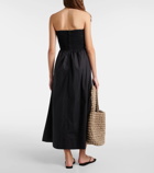 Faithfull Dominquez strapless cotton midi dress